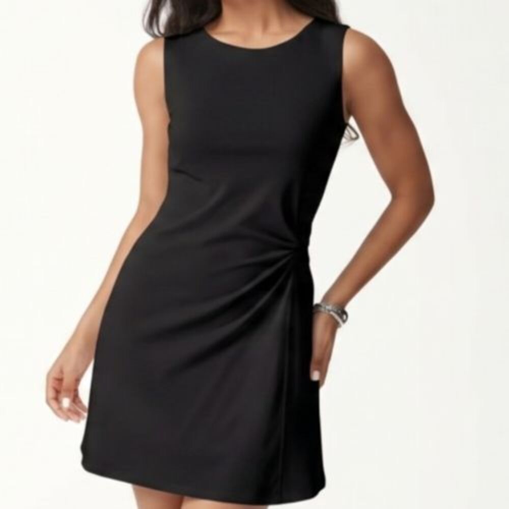 OGL Black Cotton Blend Side Twist Built In Bra Mini Dress Size Small